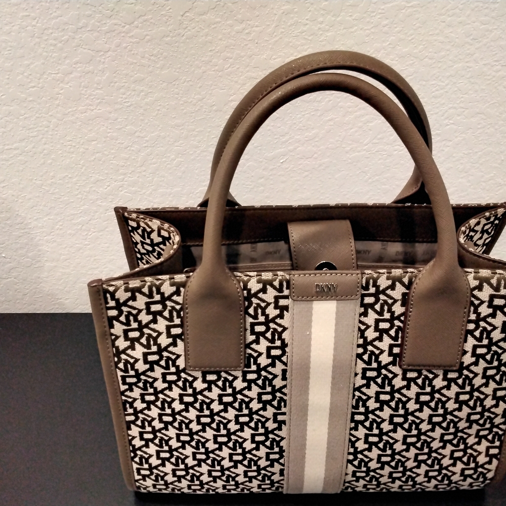 DKNY Monogram Tote - Brown and Cream